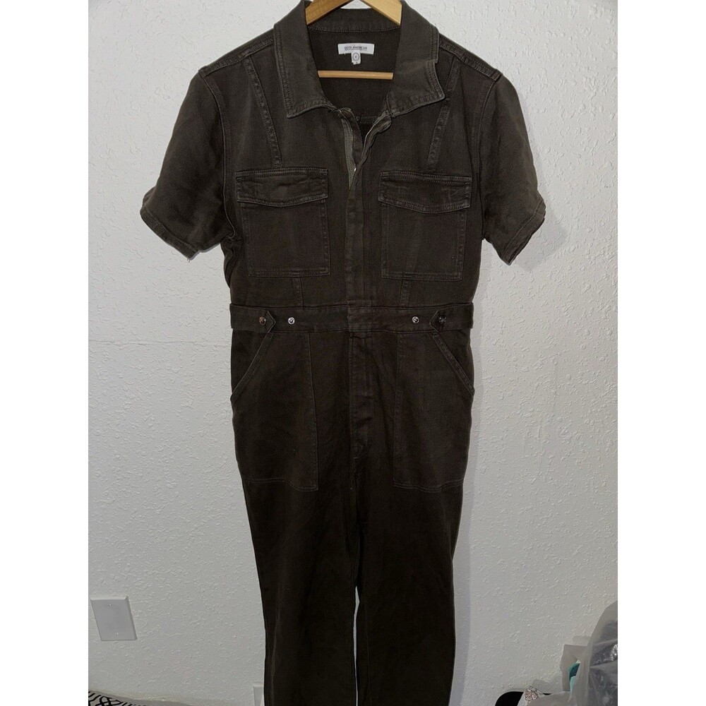 Good American Women's Fit For Success Army Green Utility Jumpsuit Size 4